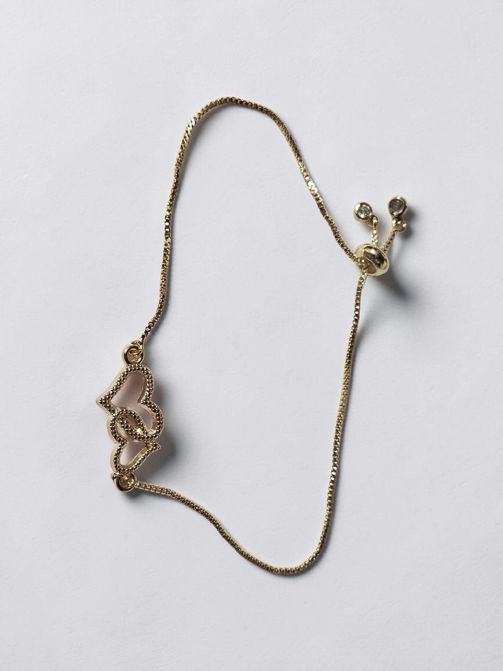 Delicate Gold Heart-Link Adjustable Bracelet - Women Jewelry